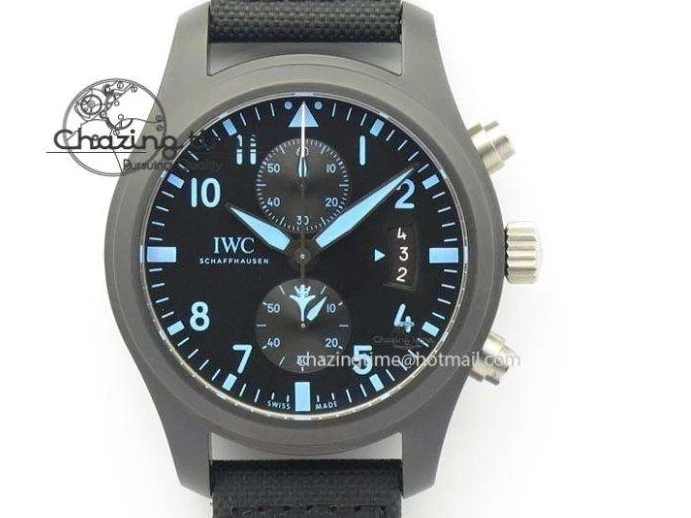 MIROTIME 0505 Pilot Chrono IW388003 Real Ceramic V6F 1:1 Best Edition On Black Nylon Strap A StreetReady 7284